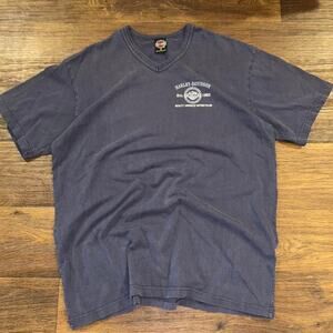 Harley-Davidson Quaid Temecula V-Neck Graphic Tee Navy Size XL
